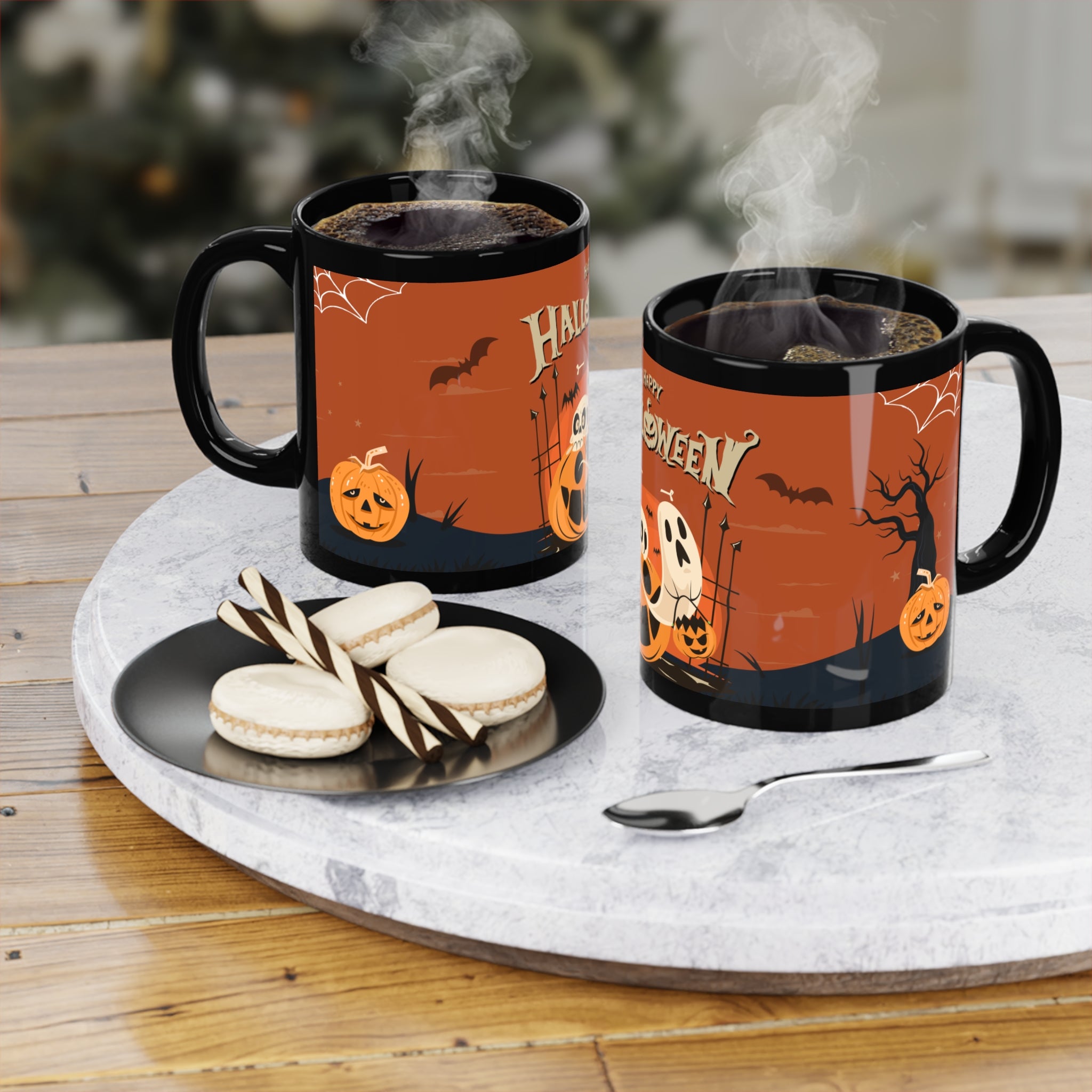 Happy Halloween with Pumpkin | Black Coffee Mug